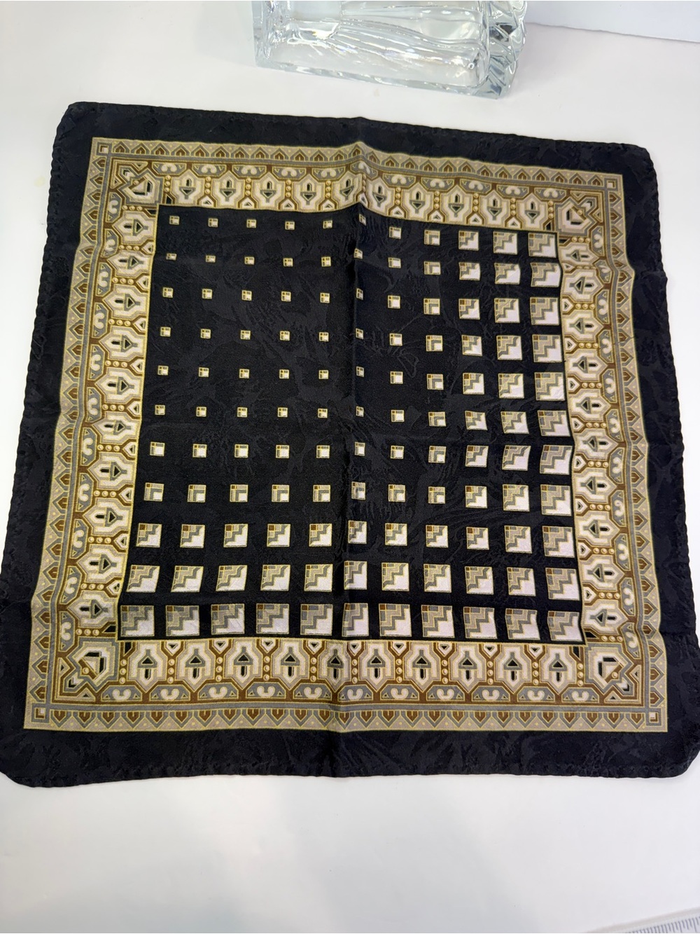 Sophisticated 🖤✨ Vintage Black & Gold Art Deco Pocket Square 12” x 12” ✨🖤